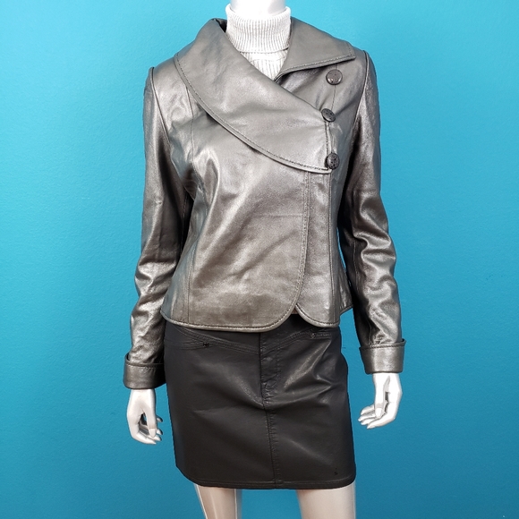🌠 KUZU Mod Pewter Metallic Leather Jacket // (GENUINE LEATHER) - Picture 7 of 8
